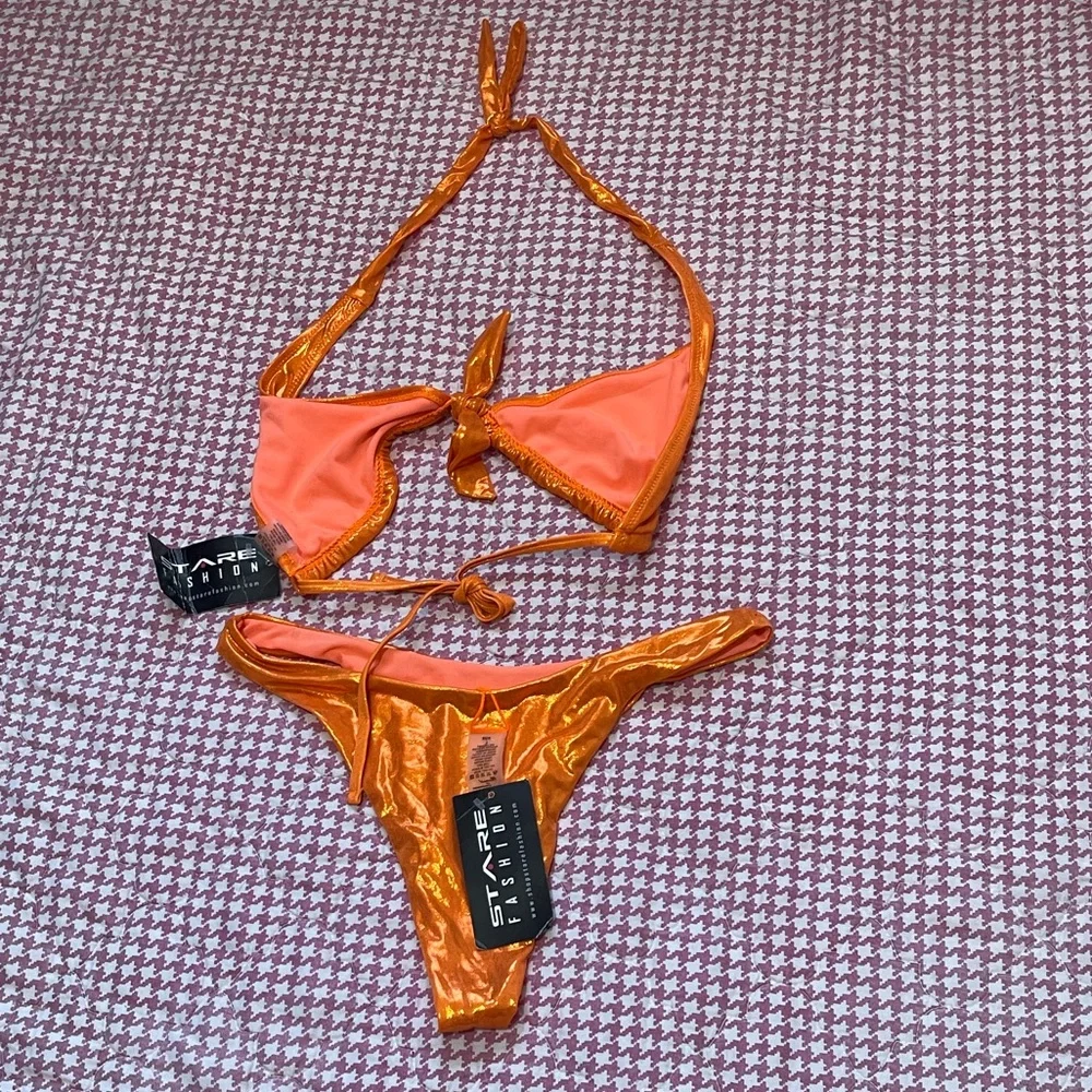 Mermaid erma Swimwear Orange Bikini Set - Picture 3 of 8